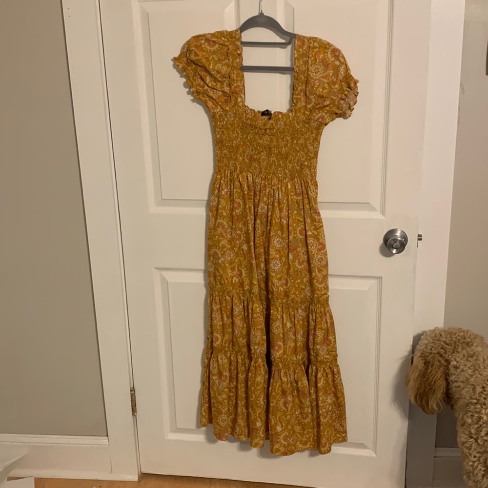 Paisley burnt Orange midi dress